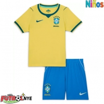 Camiseta Brasil Primera Equipación para niños Mundial 2026 manga corta (+ pantalones cortos)